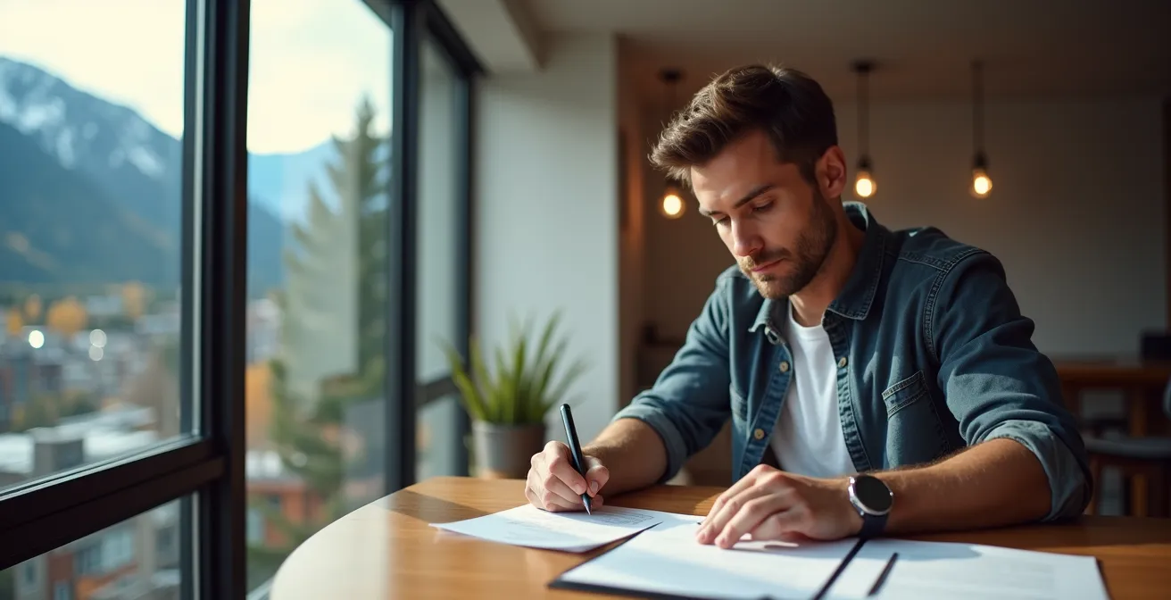 Modern mountain condo interior setup for vacation rental with professional staging