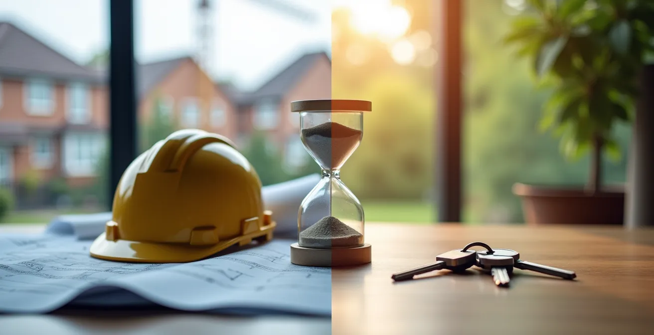 Visual comparison of pre-construction and resale property timelines and costs