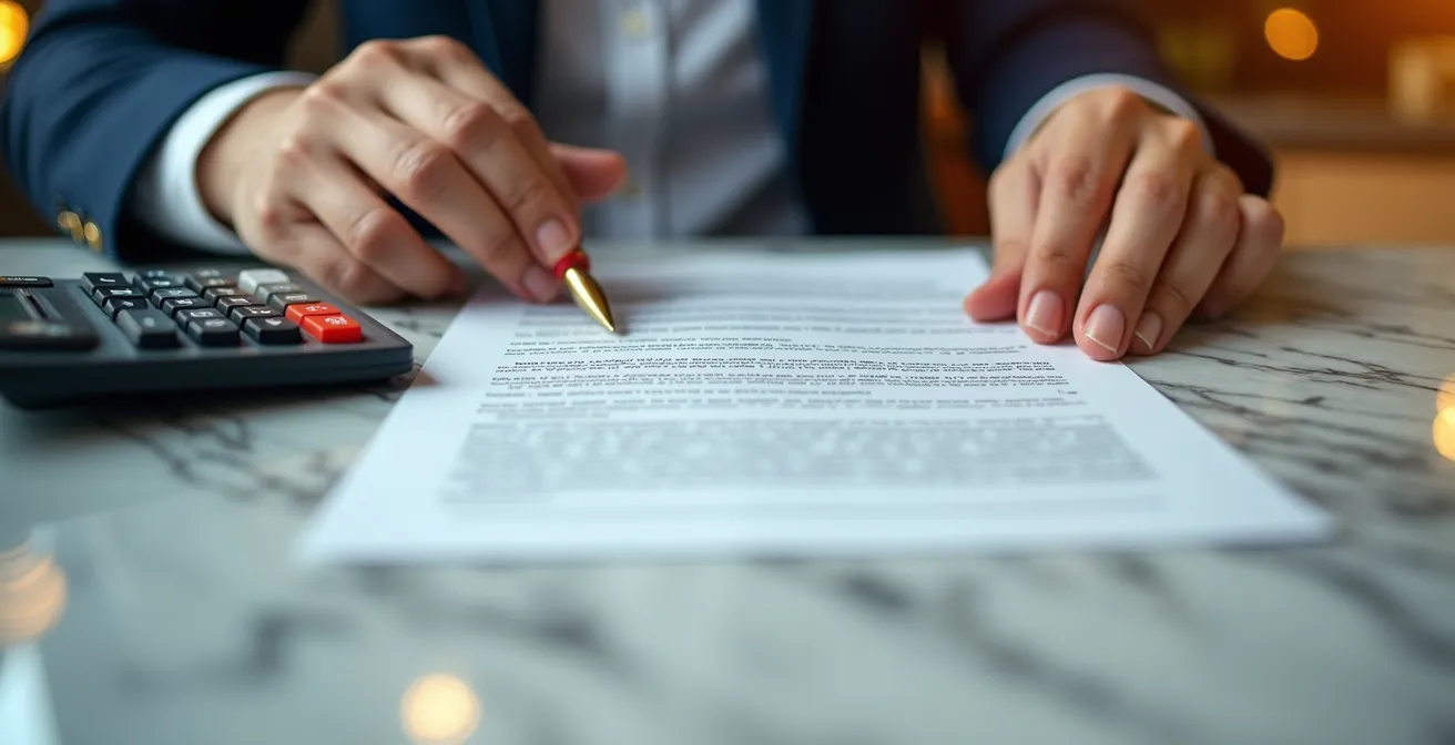 Professional financial documents and bank draft preparation scene for real estate transaction