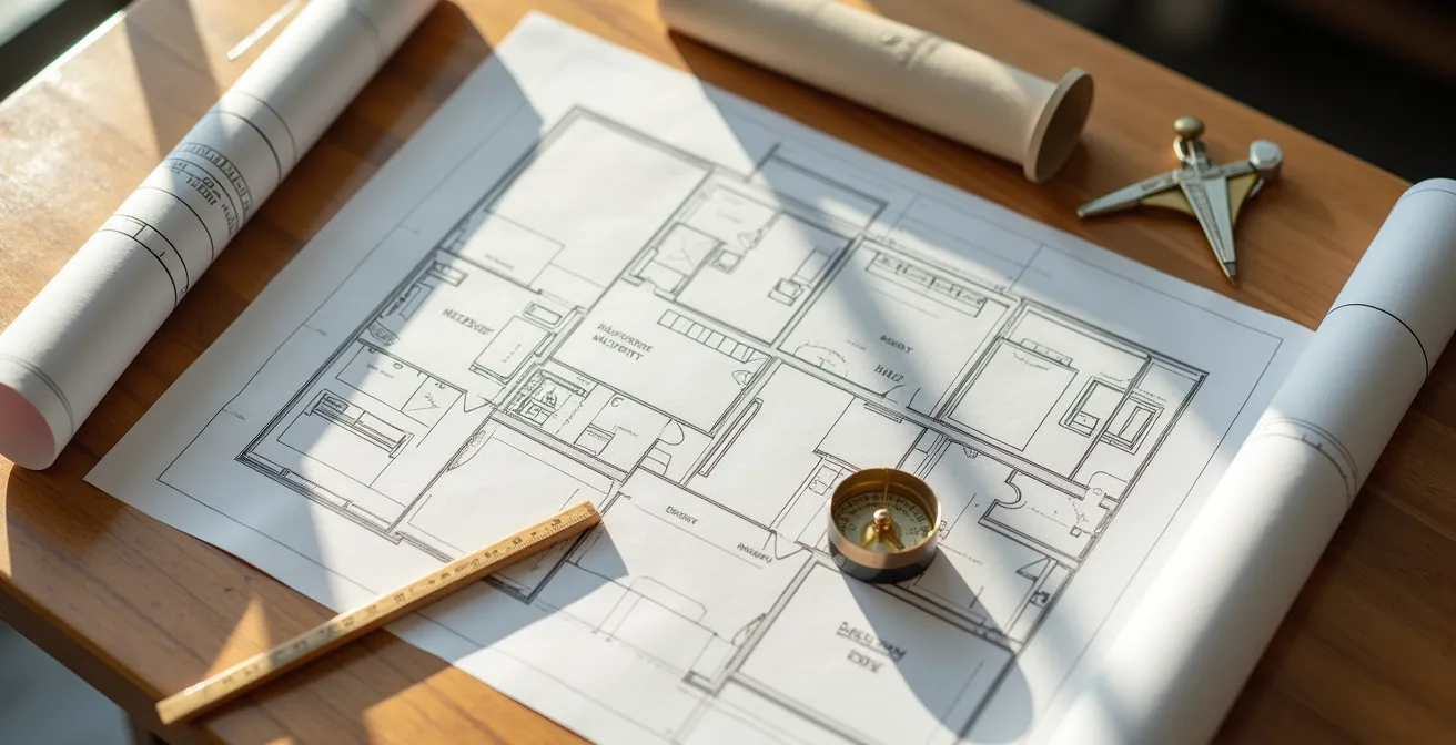 Architectural floor plan showing dining room to bedroom conversion with measurement tools