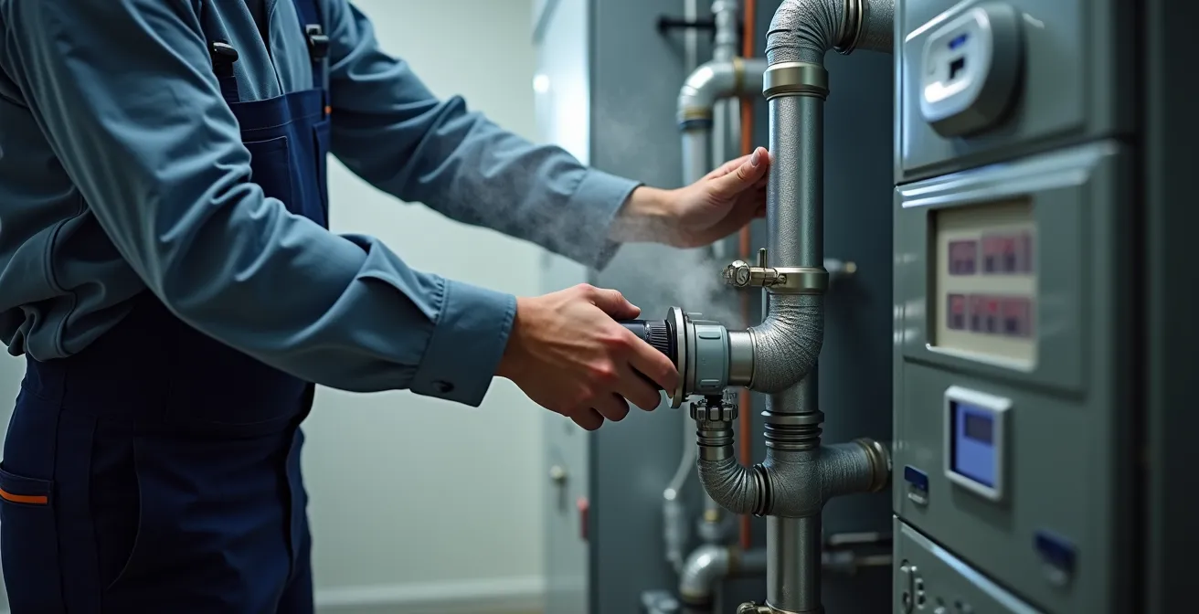 Professional whole-home humidifier integrated with furnace system in Canadian home mechanical room